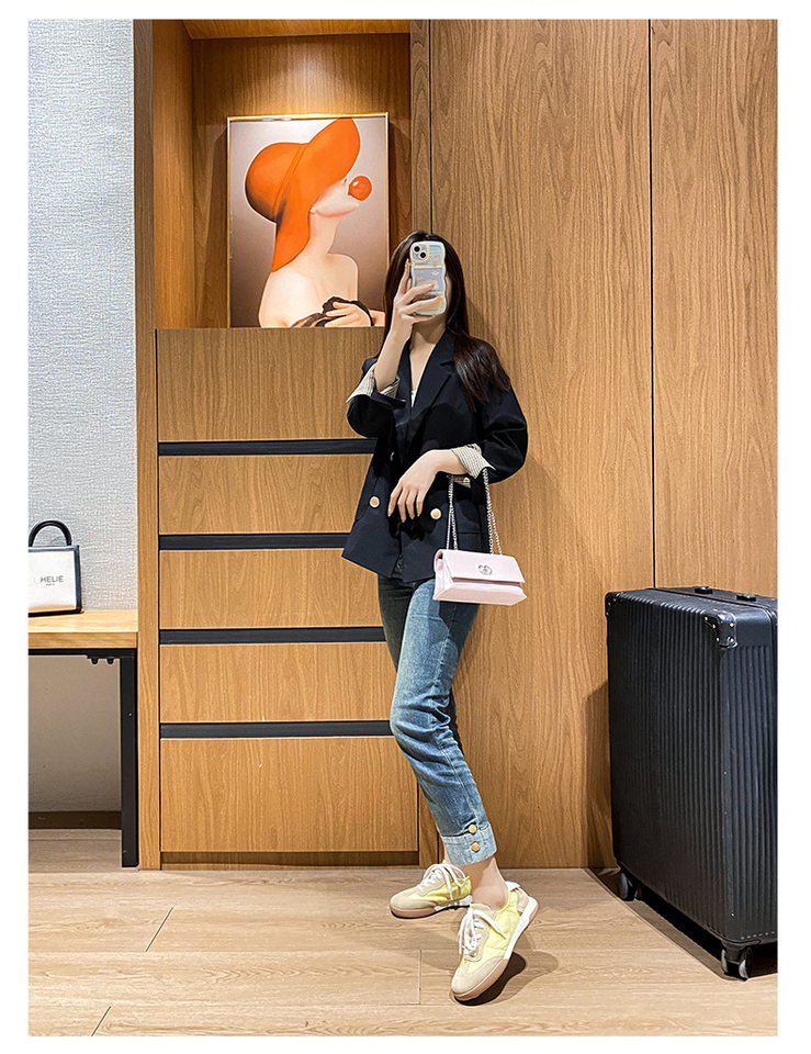 Giày sneaker nữ da thật phối lưới kiểu ballet, đế cao su chống trượt, dây buộc — Màu hồng, Màu mơ, Màu vàng chi tiết 23