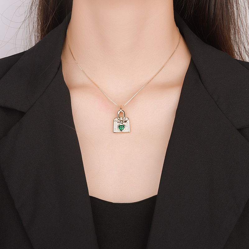 Huayoumei Jewelry Necklace European and American Zircon Rose Gold Wallet Design Pendant for Women, Light Luxury High-End Wholesale