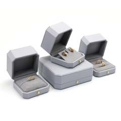 New gray PU jewelry box, luxury leather ring box, pair of rings box, pendant necklace box, bracelet bracelet box