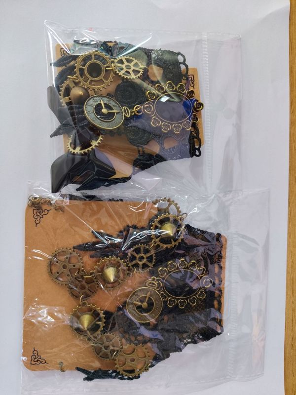 一套洛丽塔设计感蒸汽赛博朋克风齿轮项链复古蝴蝶结手链首饰套装|undefined