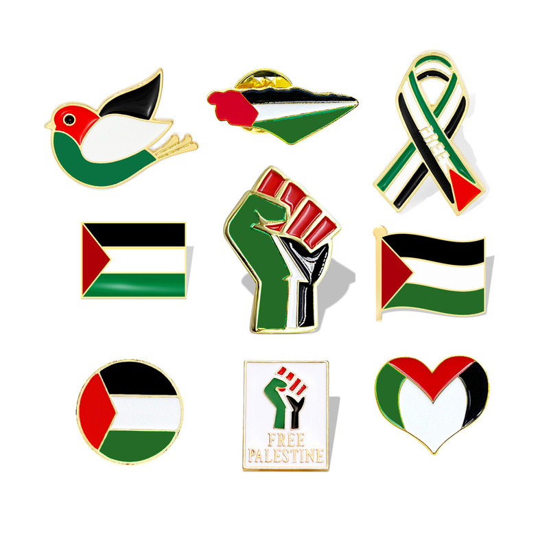 Free Palestine Flag Badge Brooch Cross-Border Wholesale Metal Badge Clothing Accessories Fist Flag Ready Stock Free Palestine Flag Badge Brooch Cross-Border Wholesale Metal Badge Clothing Accessories Fist Flag Ready Stock