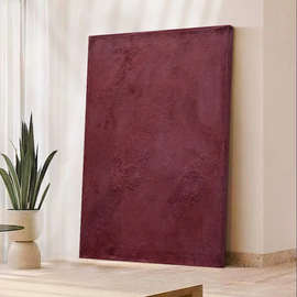 MB纯手绘油画样板房酒红色侘寂风客厅落地装饰画抽象肌理玄关挂画