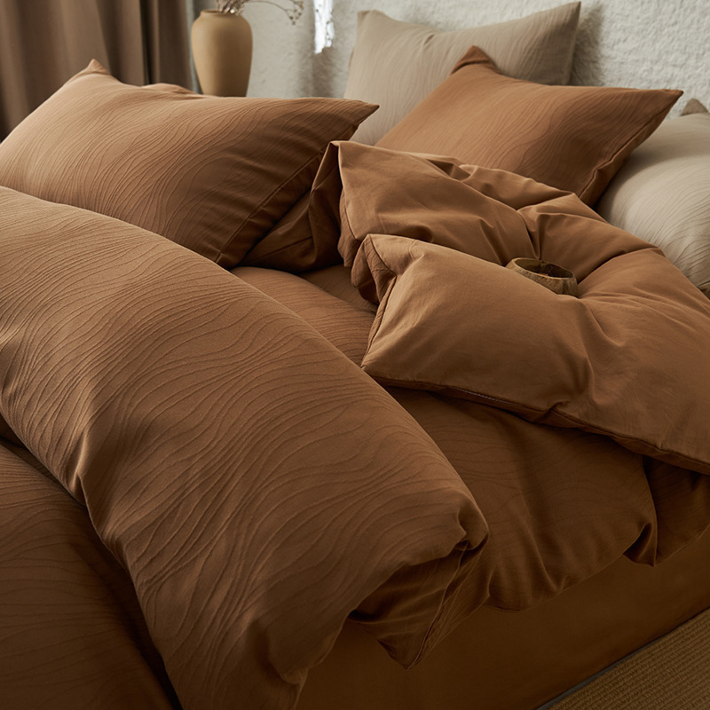 Classe A algodón 100% algodón cuatro piezas Jacquard tres capas de gaza cubierta sábanas de algodón lavado con agua cama cama cama de cama