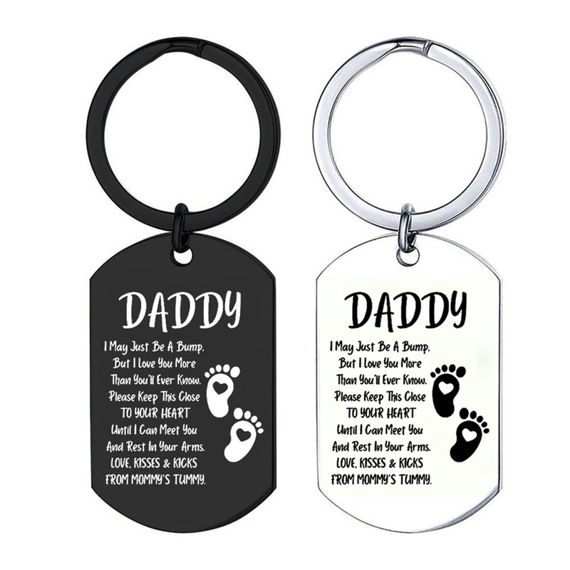 Keychain Dad/Papa Gift for Father French German Italian Stainless Steel Military Dog Tag Pendant