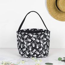 万圣节纯棉帆布篮子 厂家生产定D制印花logo 儿童糖果手提礼品袋