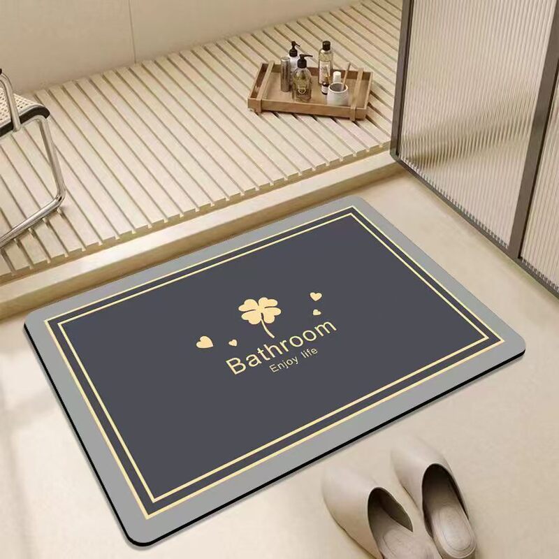 Simple four-leaf clover diatomite floor mat, non-slip and dirt-resistant, bathroom foot mat, toilet entrance absorbent quick-dry decorative floor mat Simple four-leaf clover diatomite floor mat, non-slip and dirt-resistant, bathroom foot mat, toilet entrance absorbent quick-dry decorative floor mat
