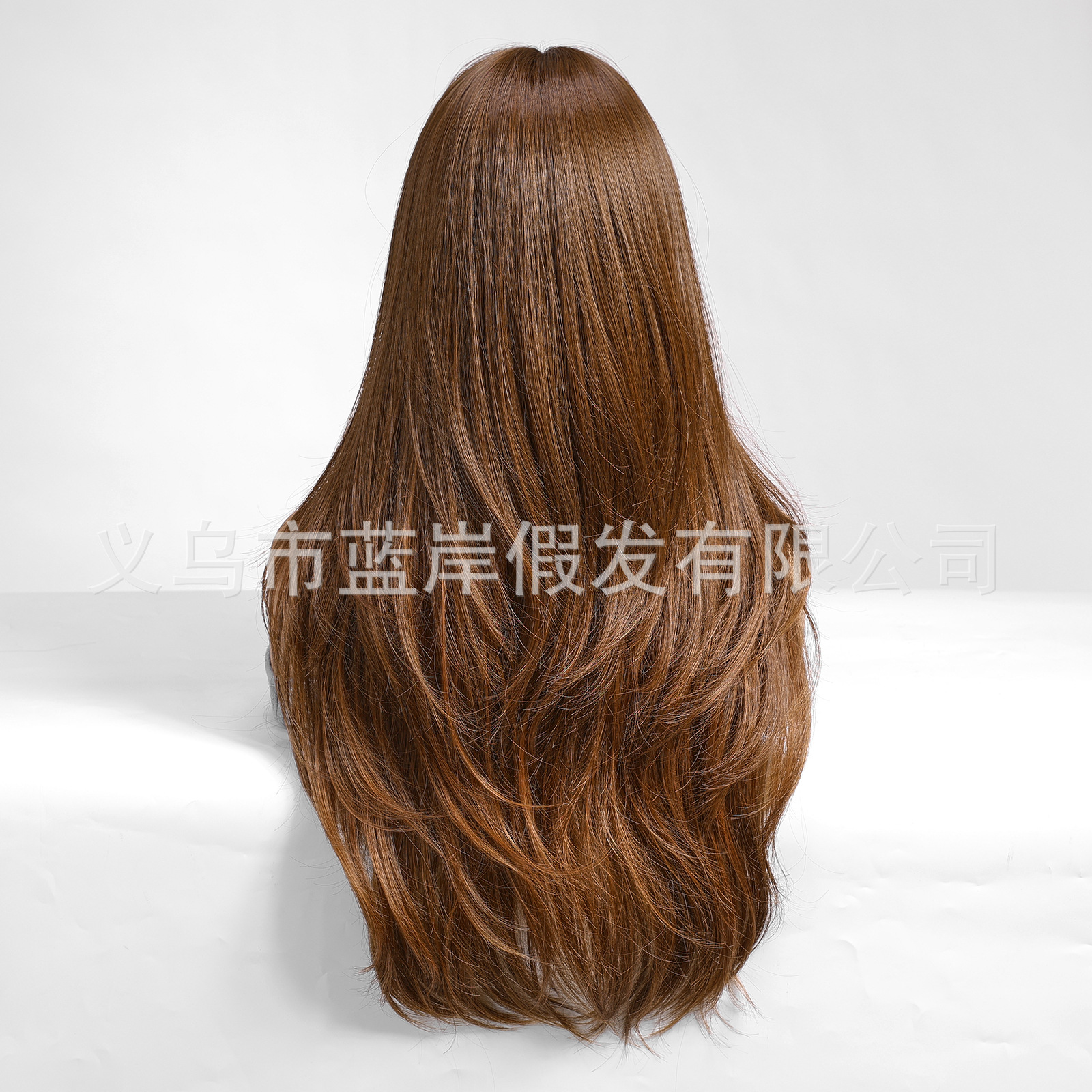 Transfronterizos europeos y estadounidenses peluccas de cabello largo de mujer roja marrón claro franja larga