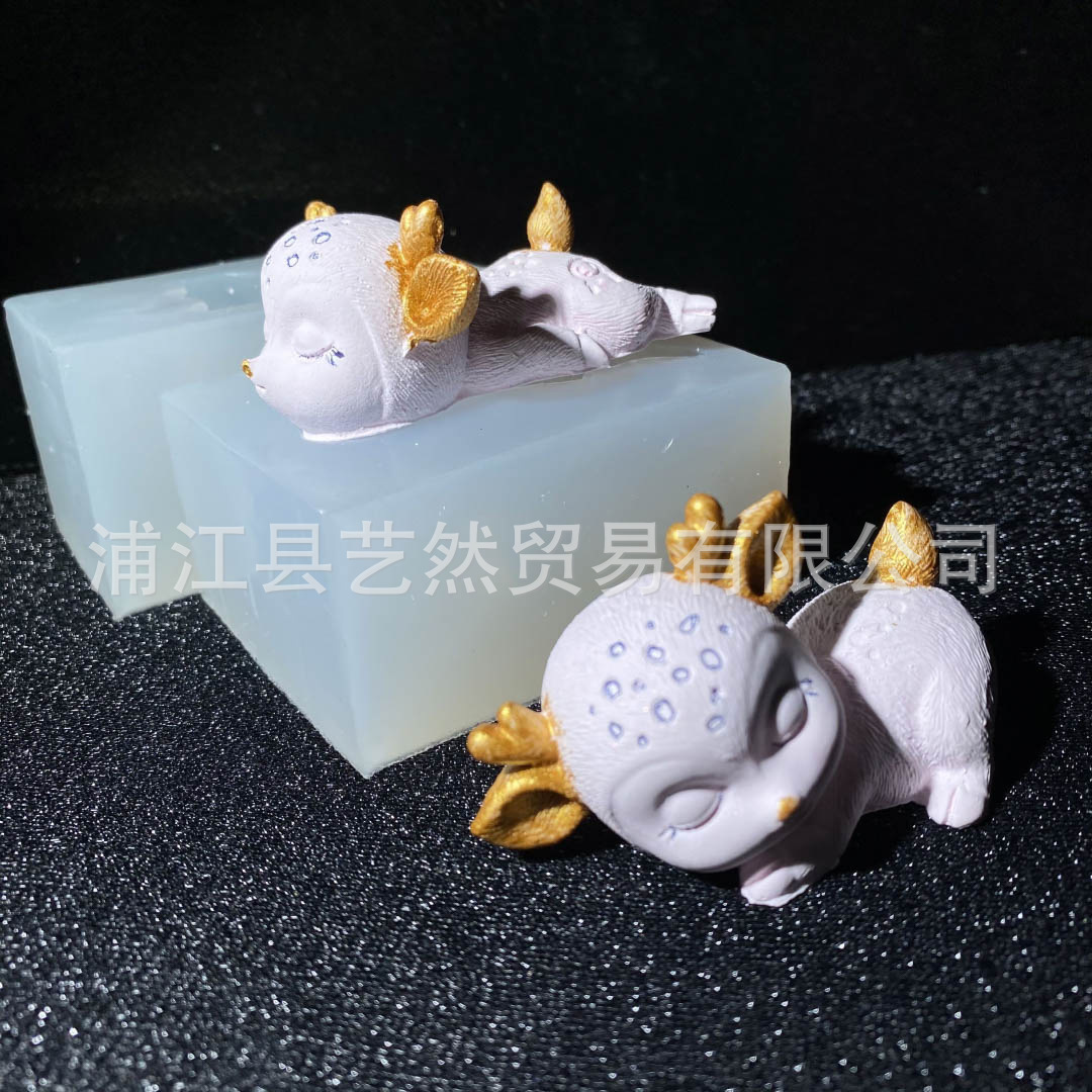 3D tridimensional epoxi Flor del ciruelo ciervos forma de silicona molde decoración de yeso vela creativa mousse molde de chocolate
