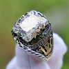 Men's emerald stone inlay, retro ring, jewelry