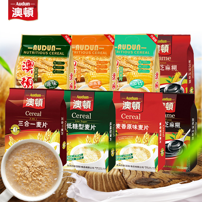 Aodun cereal wheat flavor three-in-one low-sugar oatmeal sesame paste 600g breakfast brewing drinks Aodun cereal wheat flavor three-in-one low-sugar oatmeal sesame paste 600g breakfast brewing drinks