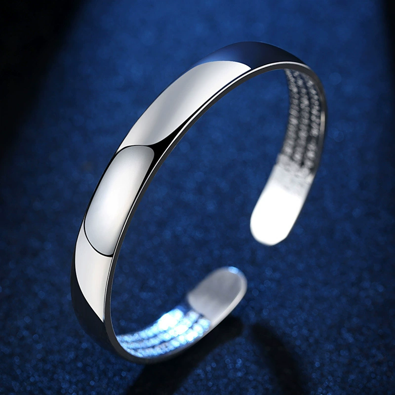 Retro silver glossy silver bracelet, fashionable jewelry, accessory, Japanese and Korean