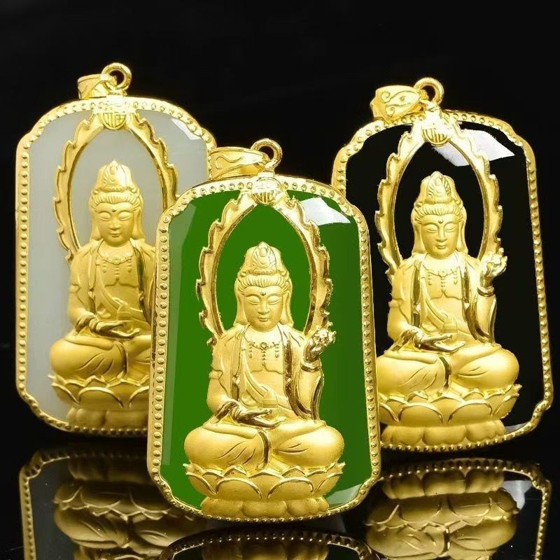 爆款沙金吊坠观音佛观音赐福挂件沙金平安观音送女友老婆礼物