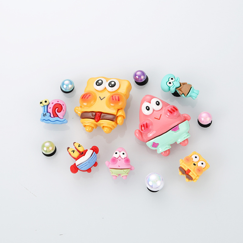 New Hole DIY Shoe Flower Accessories Shoe Buckle Spongebob Cartoon Accessories Patrick Star Decorative Removable Slippers