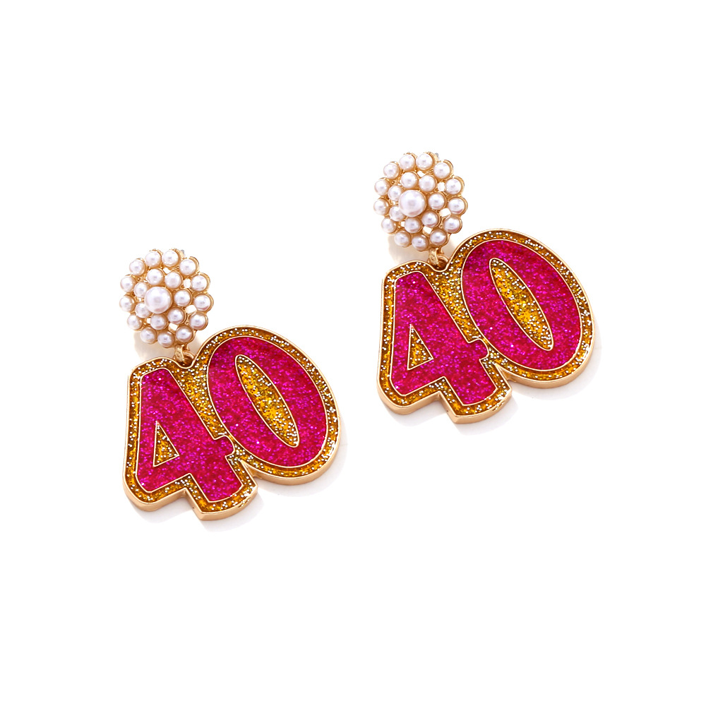 Pendientes de número en esmalte colorido con perlas joyería_voghion.com