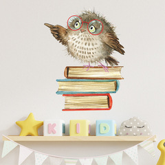 New FX-F344 Cartoon Learning Bird Book Children's Room Kindergarten Home Wall Decoration Sticker