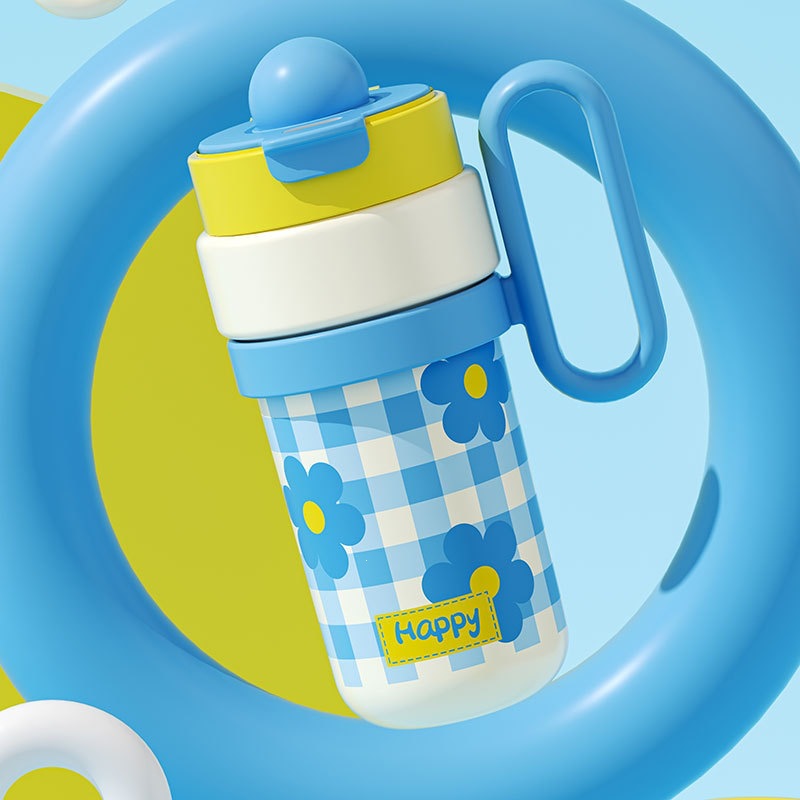 Verano de alto valor facial con mango de paja taza de hielo de gran capacidad hermosa taza de agua aislante de calor de alta calidad para niñas taza de bebida doble