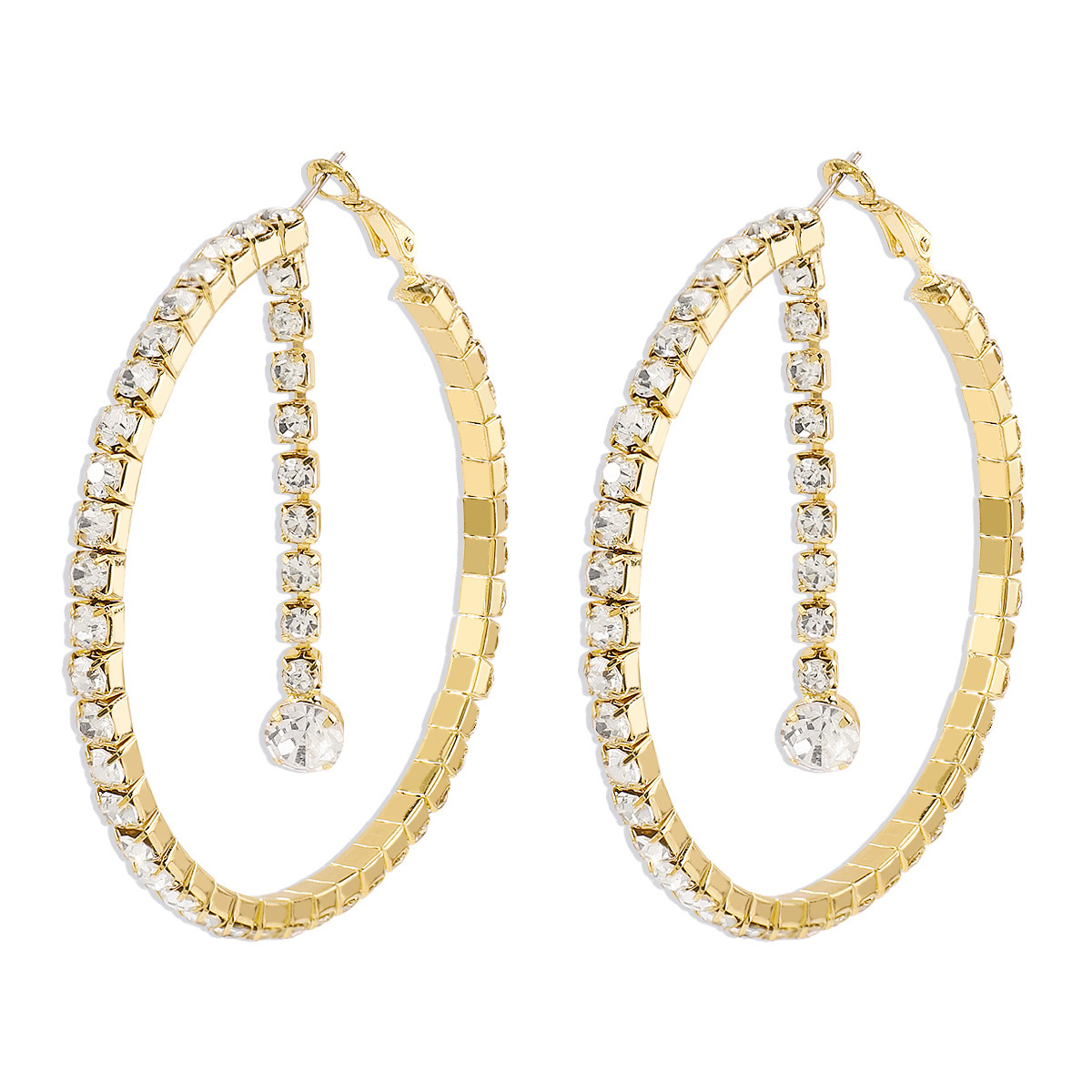 South Korea Cool Style Ins Niche Design Entry Luxury Fashion Earrings Earrings New Internet Celebrity Diamond C- shaped Ear Ring Trend