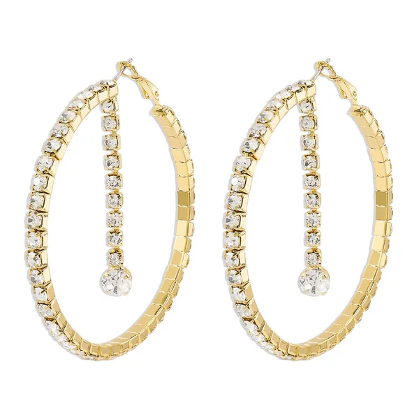 South Korea Cool Style Ins Niche Design Entry Luxury Fashion Earrings Earrings New Internet Celebrity Diamond C- shaped Ear Ring Trend