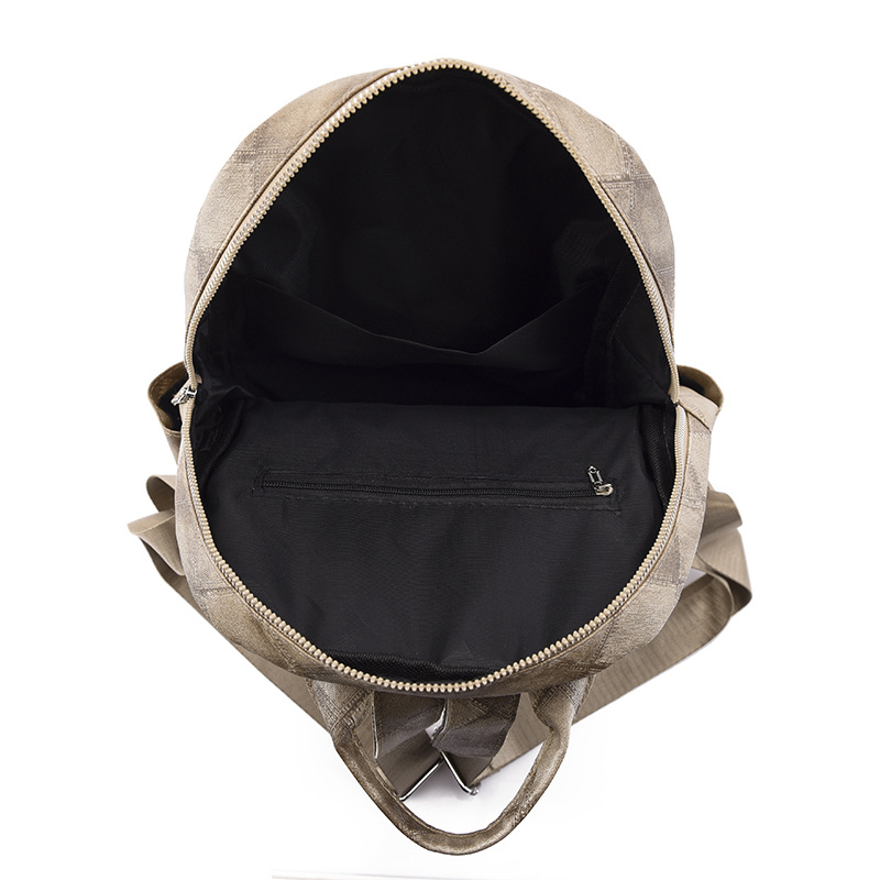 Spot al por mayor 2023 nueva mochila de cuero suave para mujer retro casual moda rombo urbano simple mochila marea