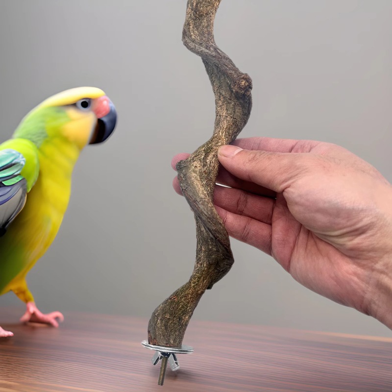Nuevo producto transfronterizo poste de la estación de pájaros loro garras de molienda de madera natural soporte de la estación de pájaros juguetes para pájaros accesorios de jaula de pájaros al por mayor