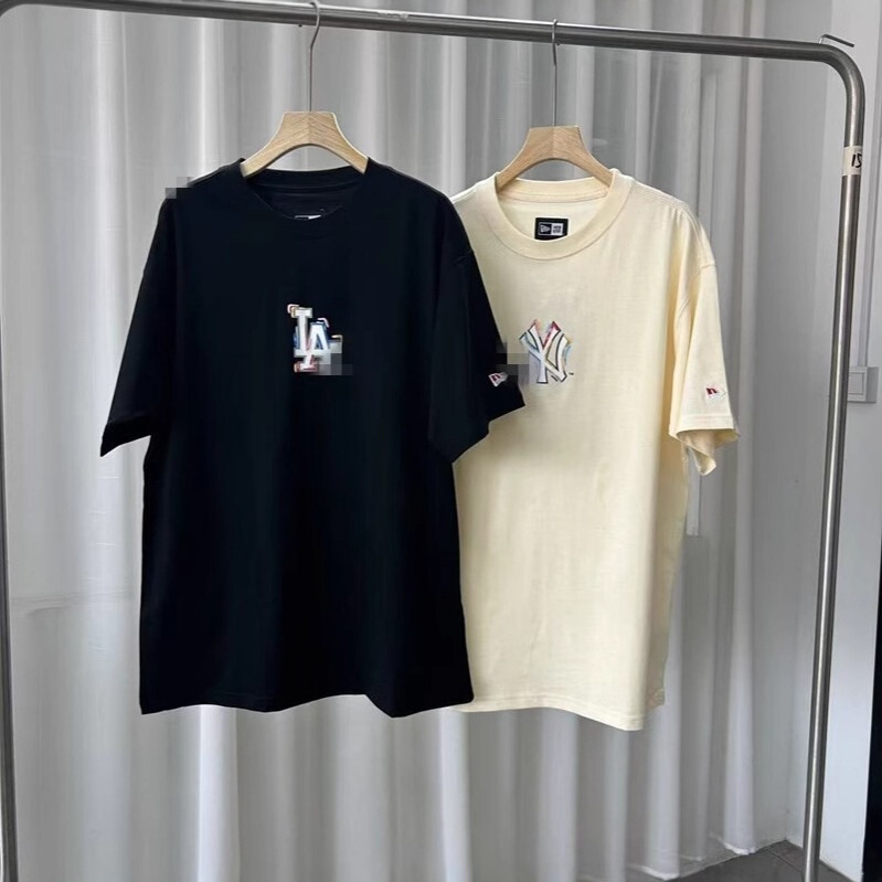 NewEra New Era 25 新作 Tシャツ カラーロゴ トレンドブランド MLB 半袖 M ホーム Tシャツ NY トップス ハイバージョン バッチ|undefined