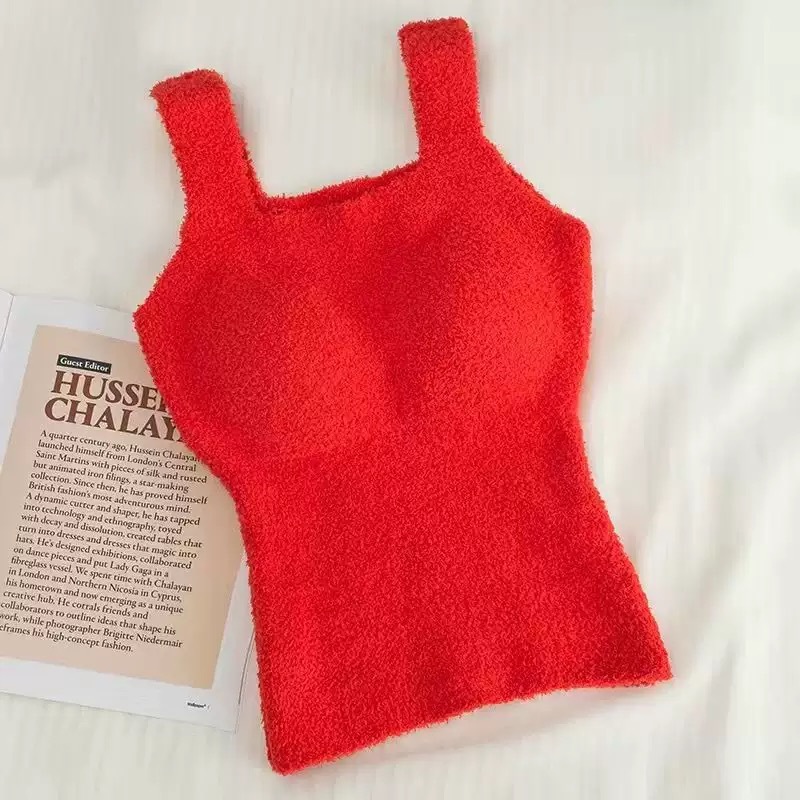 Diseño de corderos, tirantes de peluche, chalecos pequeños, mujeres invierno con terciopelo engrosado, esteras interiores y exteriores con blusas image 12