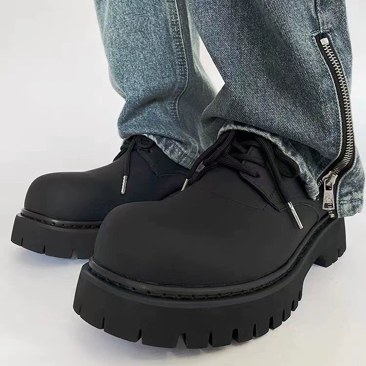 Парижская обувь Микки Дерби, дикие повседневные кожаные туфли, толстая подошва, увеличенные черные высокие туфли