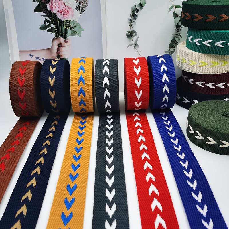 [Cross-Border Exclusive] 2.5/3.8cm Arrow Pattern Jacquard Webbing, Vintage Sports Backpack Strap, Available on Amazon