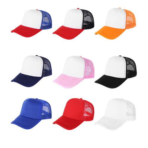 Cross-border new style breathable light plate blank sponge mesh hat sun protection sun protection embroidery printing logo mesh baseball hat