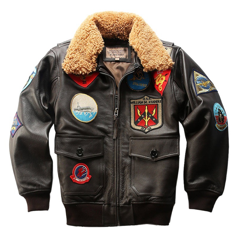 17 estándar G1 vuelo chaqueta de cuero hombres y mujeres pareja casual Top pistola chaqueta de cuero de vaca