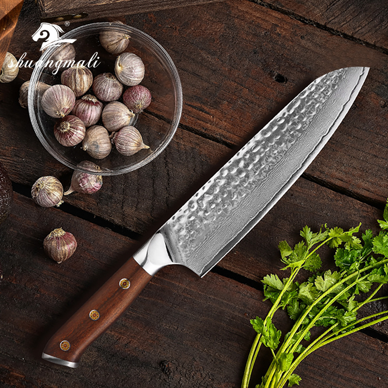 Cuchillo de acero de Damasco de 8 pulgadas de arena de madera de hierro cocina cuchillo transfronterizo exclusivo para la aprobación