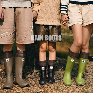 Japanese Foldableable Wild Bird Association Rain Boots for Men and Women, Couples and Parents, Wear-Resistant Hiking Rain Boots, Non-Slip and Waterproof Men's Shoes