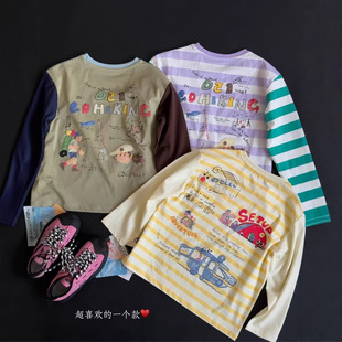 Autumn New Style Medium and Large Kidsren's Light, Comfortable, Cool, Loose and Casual Boys and Girls Cartoon Long-Sleeved T-Shirt Bottoming Shirt