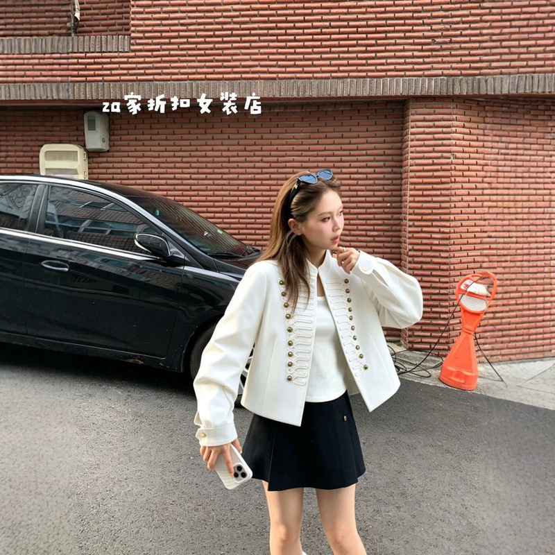 Za Spring New Women's Clothing Metal Hook Buckle Napoleon Long-Sleeved Slim-Fit Suit Jacket with Shoulder Pads 4840798