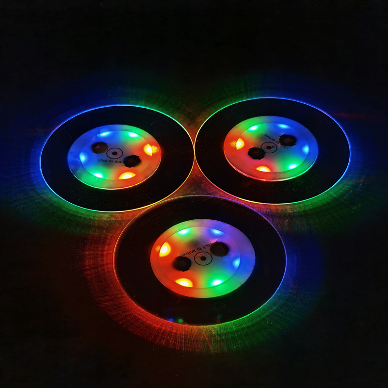 LED发光杯垫 圆形亚克力材质 薄款发光底座 酒吧KTV闪光杯垫