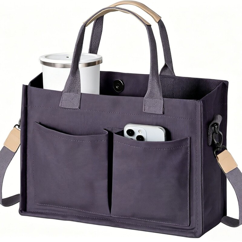 Women's Large Canvas Tote Bag, with Pockets, Laptop Crossbody Bag, Wallet, Everyday Bag, Handbag