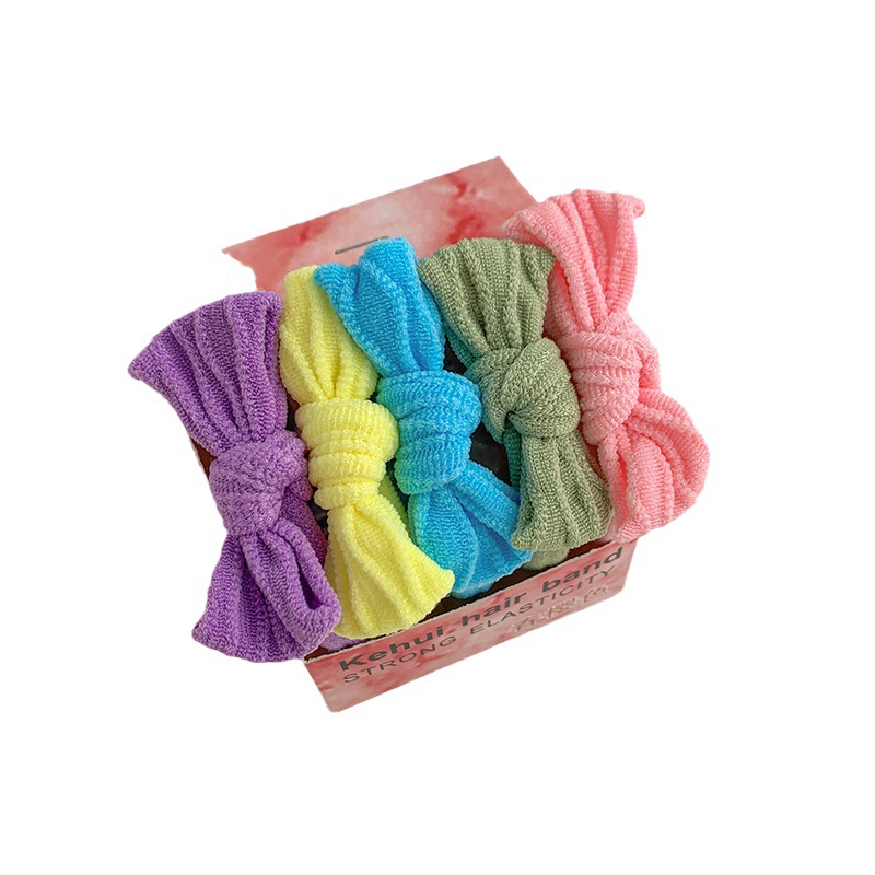 Colorido arco cuerda de pelo de las mujeres de alta elástico durable cuerda de pelo lazo de pelo de alta Cola de Caballo banda de goma bola cabeza lindo anillo de pelo