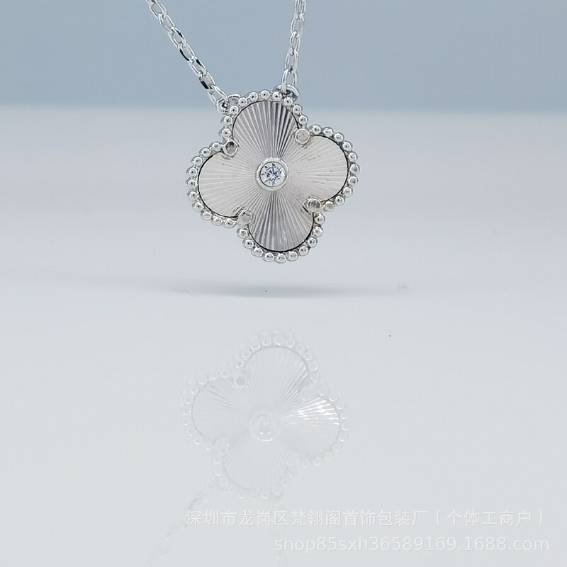 925 シルバー ハイバージョン V ゴールド四つ葉のクローバー ネックレス レディース レッド アゲート ホワイト シェル レーザー CNC ファイブ フラワー 18K ローズ ゴールド|undefined