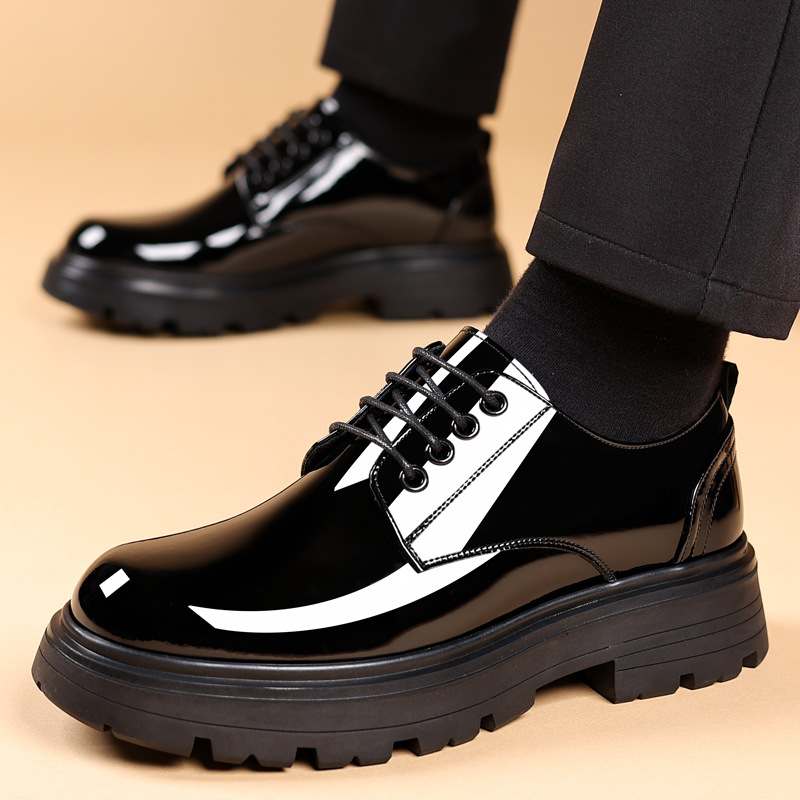 Men's Thick Sole Oxford Dress Shoes Patent Leather Wedding Shoes_vogvips.com
