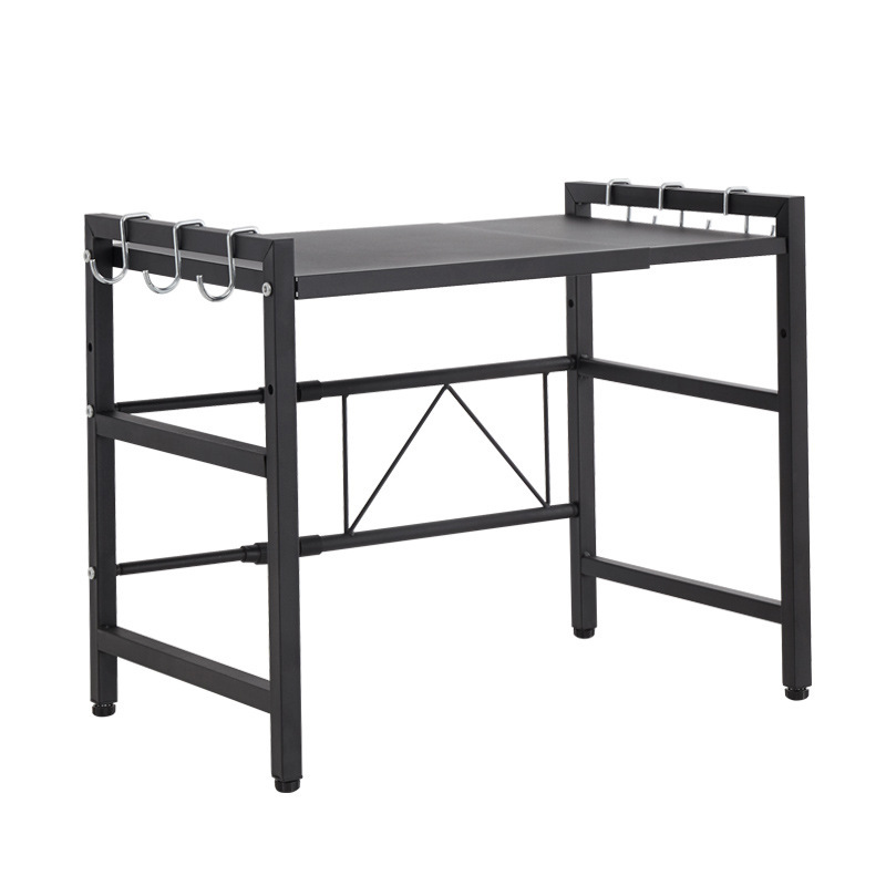 Hogar cocina retráctil rack de almacenamiento de metal de múltiples capas encimera rack de almacenamiento horno de microondas horno rack con gancho