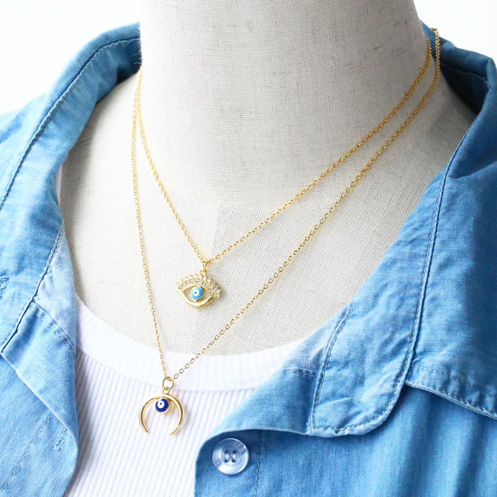 Fashion Eye Copper Inlay Zircon Pendant Necklace 1 Piece