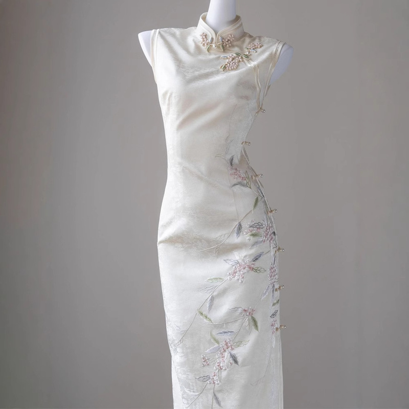 New Chinese Engagement Cheongsam Improved Young Girl's High-end New Style National Style White dress Women's Summer Fashion