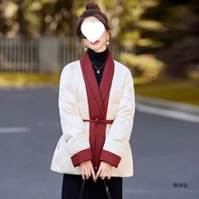 遇阅钰新中式拼接撞色棉服外套女冬季大码胖mm收腰国风气质减龄保
