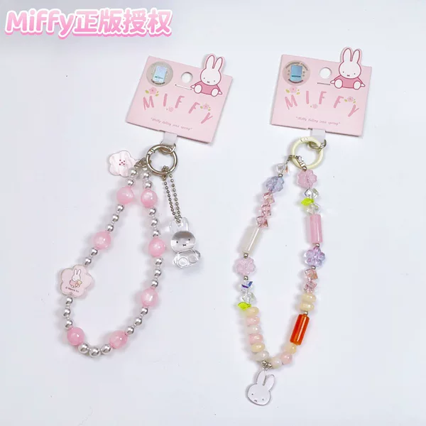 Miffy officially licensed Miffy Rabbit phone chain beaded pendant ins style girly pink crystal bag hanging chain