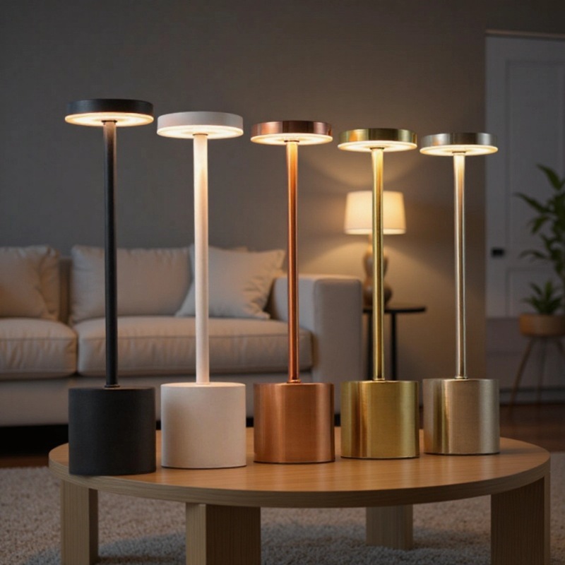Luz de mesa de metal LED recargable luz de mesa táctil atmósfera de restaurante pequeña personalizada acrílica luz de noche personalizada