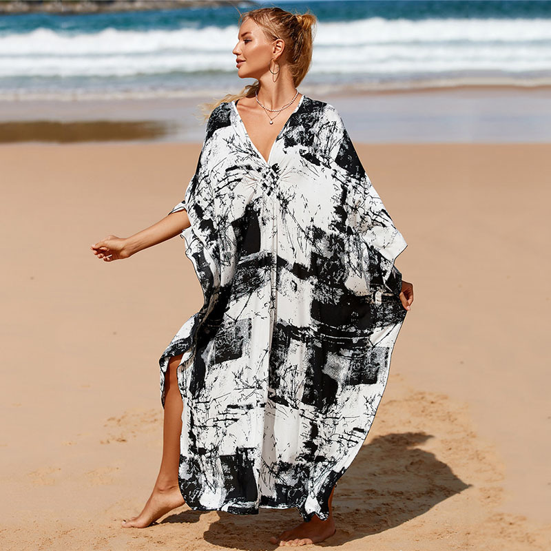 224g Weight Sunscreen Shirt Outerwear Type 3/4 Length Sleeve Sleeve Length Polyester Fabric Type Long Top Length V Neck Neckline Printing, Leopard Pattern Spring&Summer Season Women's Gender Vacation, Beach Style Women's Printing Leopard Vacation Beach Cover Ups 104