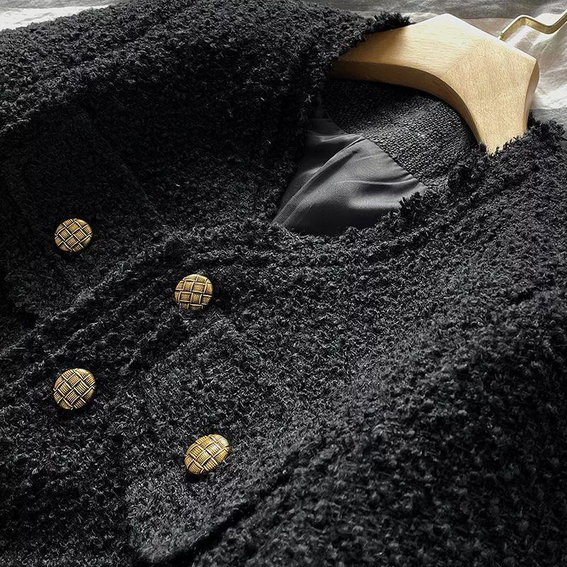 Short autumn thin long-sleeve, black jacket, Chanel style