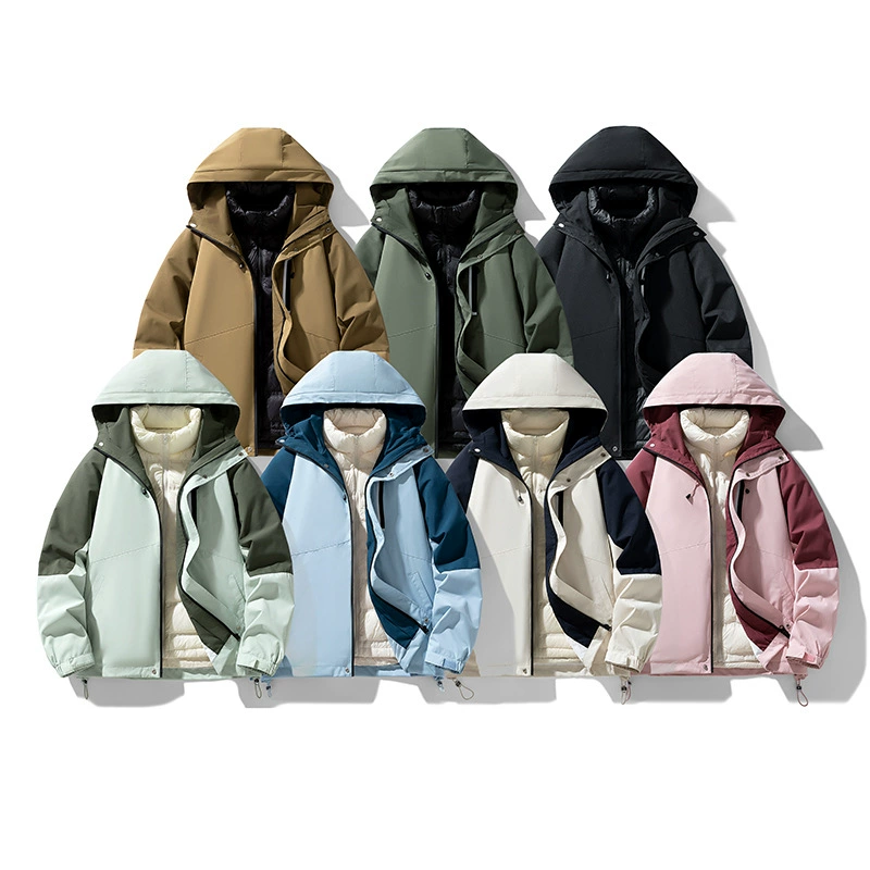 2024 новая зимняя уличная куртка «три в одном» в горном стиле со съемной пуховой подкладкой, ветрозащитная, водоотталкивающая и антистатическая.