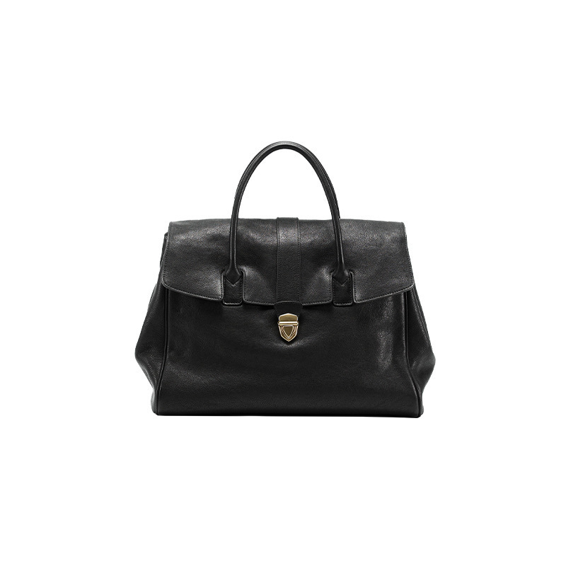 2025 Qiu Zhen Women's Genuine Leather High-End Vintage Large Capacity Commuter Bag First Layer Vegetable-Tanned Cowhide Handbag