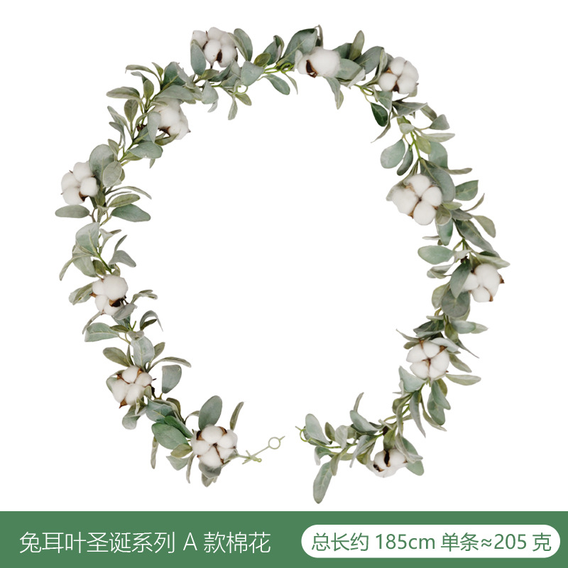 Amazon nuevo flocado hoja oreja de conejo europeo y americano hogar pared colgante decoración oveja oreja hoja simulación conejo oreja hoja Ratán